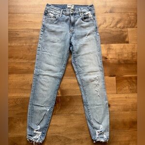 Women Agolde distressed white wash jean